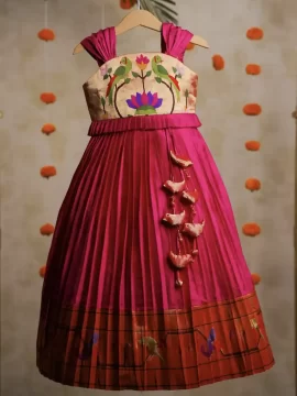 Pink Parrot Paithani Kids Lehanga