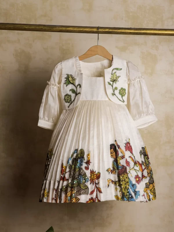 WhiteKamkariKidsFrock